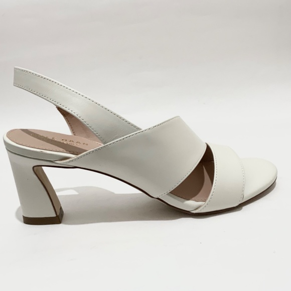 Cole Haan Amalia Ivory White Leather Slingback Sandal 65 Block Heel Pumps 8 - Picture 10 of 10